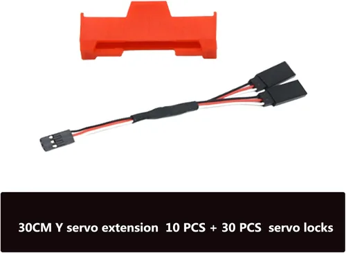 Vista 2 de Skrnrhrery Cable adaptador servo Y, 10 piezas 11.8 in conector servo Y y 30 piezas de cable de extensión servo clip de conector de seguridad