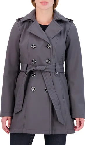 Vista 8 de Sebby Collection - Gabardina para mujer con revestimiento suave con capucha desmontable Negro