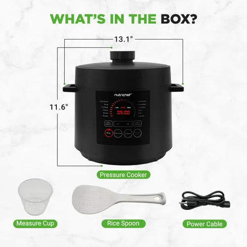 Vista 8 de NutriChef Olla a presión eléctrica de 6 cuartos de capacidad Olla a presión digital de encimera de 9 funciones Tiempo y temperatura ajustables