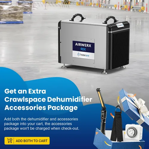 Vista 2 de BaseAire - Deshumidificador de 198 pintas con bomba para espacio de rastreo, sótano, deshumidificador comercial portátil AirWerx90X para todo