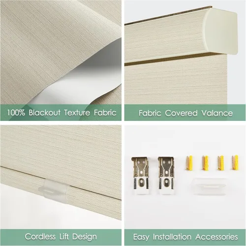 Vista 4 de Tonature Persianas Enrollables sin Cordón 100% Opacas para Ventana, Cortinas Enrollables con Tela Texturizada, Protección UV, Persianas