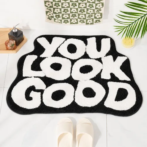 Vista 7 de 𝗟𝗮𝗿𝗴𝗲 𝟮𝟰" x 𝟯𝟭" Alfombra de Baño "You Look Good" Linda Alfombra de Baño Lindas Alfombras de Baño Divertidas Alfombras de Baño Divertidas Decoración