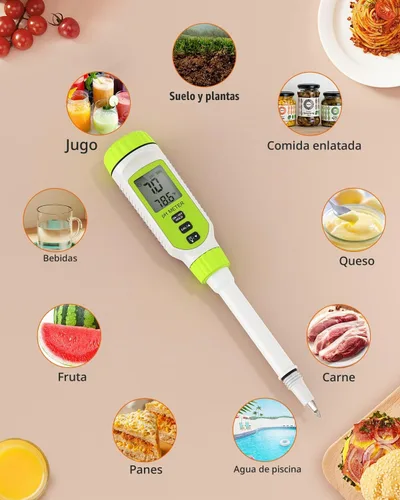 Vista 3 de Tadeto Medidor de pH digital multifuncional para alimentos, kit de prueba de pH de suelo de jardín de alta precisión con pantalla LCD ℃/℉