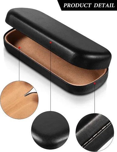 Vista 4 de Estuche rígido para lentes, 3 piezas, color negro, portátil, para gafas, tamaño de bolsillo, para hombres, mujeres y estudiantes, como se muestra