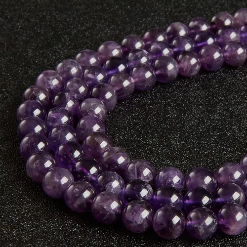 Vista 5 de 100 piezas de cuentas de amatista natural de 6 mm, cuentas de piedras preciosas redondas sueltas para hacer joyas