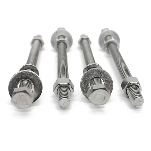 Vista 6 de Tornillos de cabeza hexagonal de acero inoxidable 3/8-16x4, tuercas, arandelas planas y de bloqueo, 18-8 (304) S/S, totalmente roscados por perno