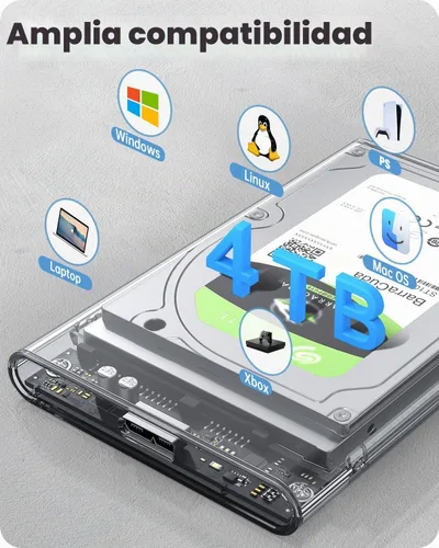Vista 6 de POSUGEAR Caja de disco duro externo de 2,5" USB 3.0 a SATA III