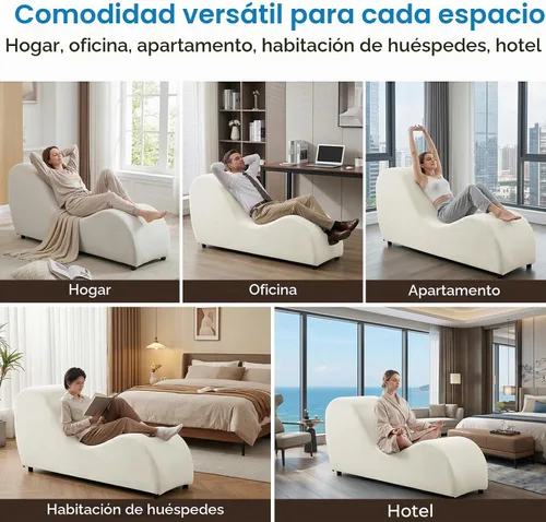 Vista 9 de Mjkone Tumbona de yoga de terciopelo para interiores, color beige