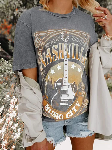 Vista 2 de Binshre Camisetas de Nashville para mujer, camisetas de concierto de música country, camisetas de manga corta con gráficos desgastados para mujer
