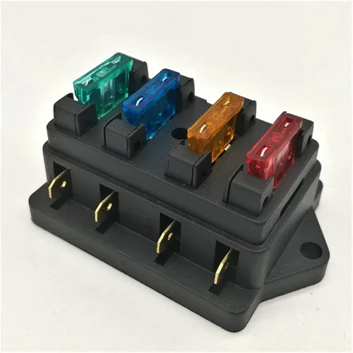 Vista 2 de 12V/24V 4 vías 5 vías auto hoja caja de fusibles titular circuito estándar ATO + fusible de hoja libre (color : soporte de fusible ATO 4 vías)