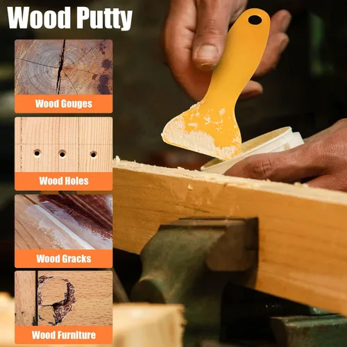 Vista 2 de Deuvuo Relleno de madera, relleno de masilla de madera blanco, nuestro relleno de grano de madera ofrece una solución rápida y duradera para 9.87oz