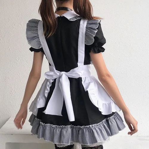Vista 7 de Delantal de sirvienta francesa de anime Lolita, vestido de cosplay, lindo vestido de sirvienta, lencería sexy para mujer, juego sexual travieso