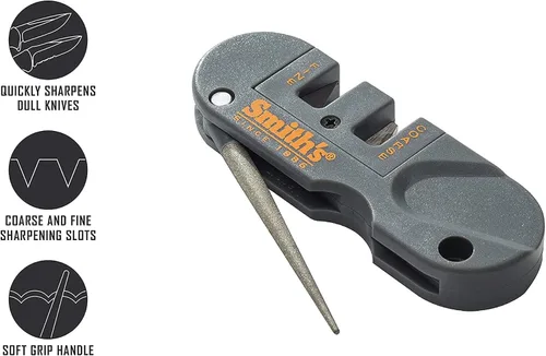 Vista 2 de Smith's PP1 Pocket Pal Afilador de Cuchillos Preestablecido de Carburo y Piedra Cerámica Afiladores Varilla Plegable con Revestimiento de Diamante