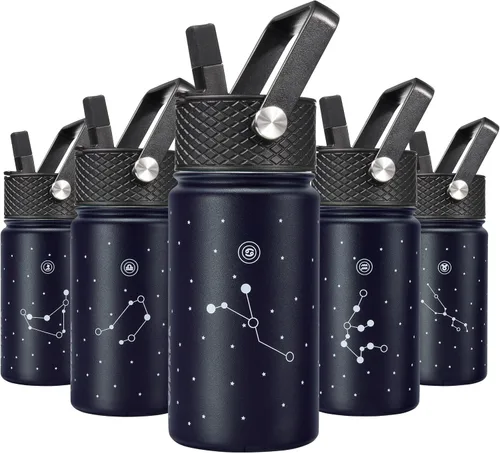 Vista 67 de BJPKPK Botella de agua con tapa con pajilla, botella de agua aislada de 15 onzas, botellas de agua de metal de acero inoxidable, termo reutilizable