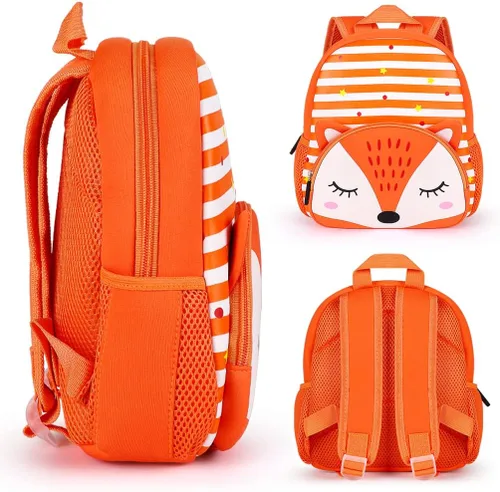 Vista 3 de Umtiti Mochila para niños pequeños, linda mochila preescolar de dibujos animados de animales para niñas de 1 a 5 años, regalo para niños, Fox 3D