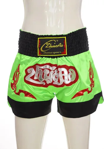 Vista 3 de TiaoBug Pantalones cortos Muay Thai para niños, niñas, boxeo, kickboxing, artes marciales mixtas, traje de baño de satén para lucha contra BJJ