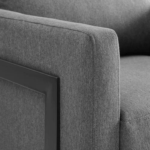 Vista 7 de Posse - Silla decorativa de tela tapizada en carbón negro Negro carbón