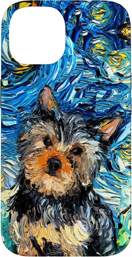 Vista 4 de iPhone 16 Yorkshire terrier Starry Night Cute Yorkie Dog Art por Aja Case