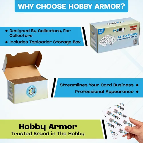 Vista 5 de Hobby Armor - Paquete de 100 protectores de envío de tarjetas coleccionables de 3.5 x 4.5 pulgadas con esquinas redondeadas, protector de tarjetas