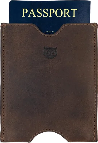 Vista 5 de Hide & Drink, Funda de bolsillo para pasaporte de viaje hecha a mano de cuero de grano completo, Bourbon Marrón, Classic