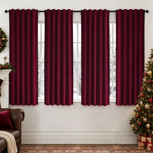 Vista 32 de MIULEE Navy Blue Velvet Curtains 4 Panels Set Back Tab 40 x 96 Inch Long Azul marino