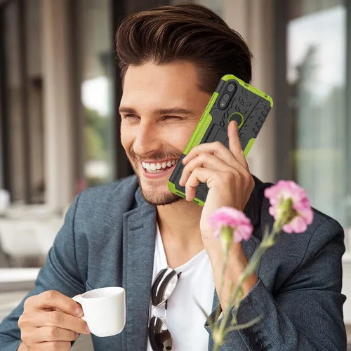 Vista 6 de Funda para teléfono Moto E, Motorola e con protector de pantalla HD, protector de silicona a prueba de golpes con función atril para Moto E (2020)