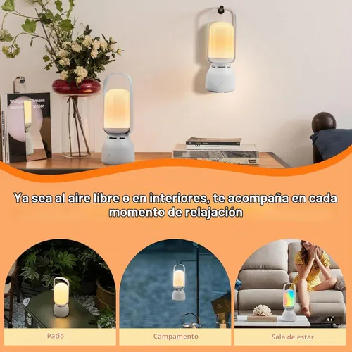 Vista 7 de JackonLux Linterna de campamento con altavoz, linterna portátil recargable para exteriores, 11 modos RGB de color regulable luz nocturna LED