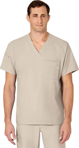 Vista 22 de WonderWink W123 6355 - Camiseta de manga corta para hombre Camiseta médica con cuello en V de 4 bolsillos, hecha para funcionar, ajustar, tela Negro