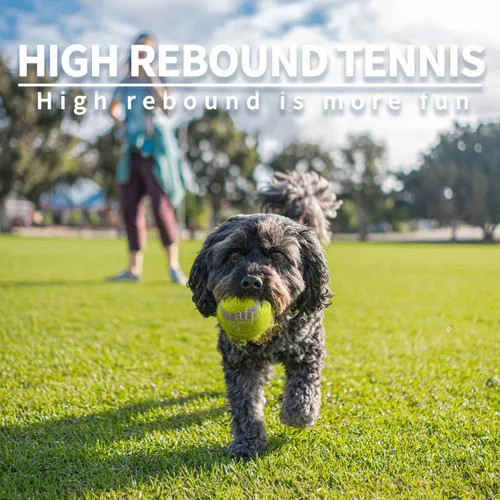 Vista 4 de ALL FOR PAWS Juguete de pelota para perros, bolas de seguridad para perros de 2 pulgadas con rebote alto, ejercicio y juego, pelotas de tenis