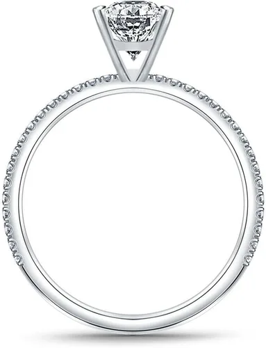 Vista 3 de Anillo de compromiso chapado en plata de compromiso con Moissanita de corte ovalado para mujer