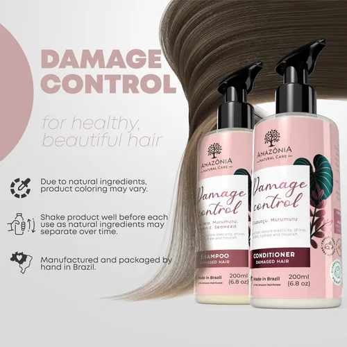 Vista 2 de Champú natural para cabello seco y dañado, juego de champú y acondicionador para hombres y mujeres, juego sin parabenos ni sulfatos de 6.8 onzas