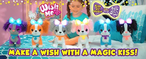 Vista 4 de Pets - Animales de peluche con luz LED - Cachorro Cavalier azul esponjoso con lazo morado