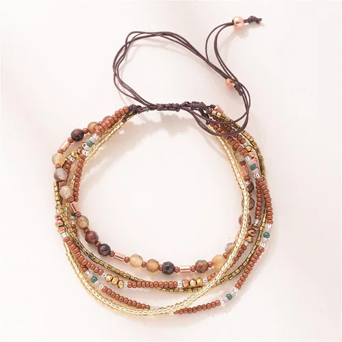 Vista 3 de Pulsera ajustable con cuentas trenzadas y estilo bohemio hecha a mano, brazalete para el pie, regalos para mujeres