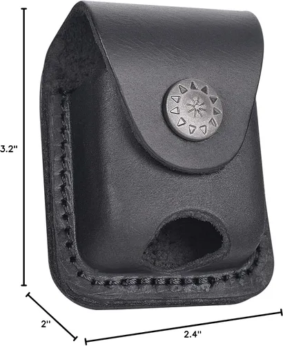 Vista 6 de Funda de cuero para encendedor hecha a mano con lazo para cinturón de bolsillo
