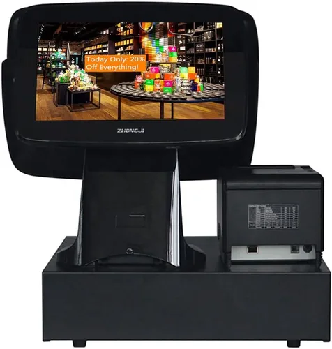 Vista 3 de 15" PC Win10 POS de pantalla táctil sistema para restaurante bar o negocio de alimentos con impresora de cocina SET01 A3d-set01