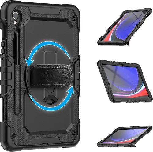 Vista 7 de Gylint Funda giratoria de 360° para Samsung Galaxy Tab S10 Lite / S10 FE / S9 FE 5G 10.9 pulgadas, funda con protector de pantalla, correa de mano