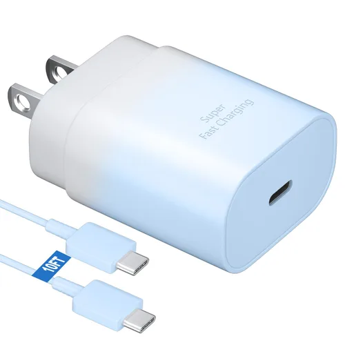 Vista 19 de Kit de cargador súper rápido tipo C, bloque de cargador de teléfono Android PD de 25 W PD USB C y cable de carga C de 5 pies, cable de carga rápida