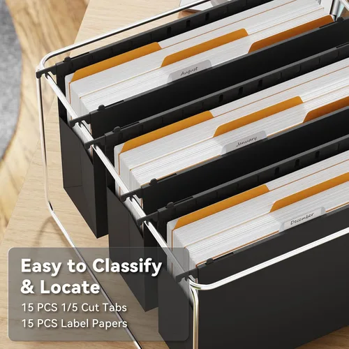 Vista 4 de Ansook Carpetas colgantes de tamaño legal, carpeta de archivos de expansión de 3 pulgadas para colgar con pestañas de 1/5, paquete de 6 carpetas