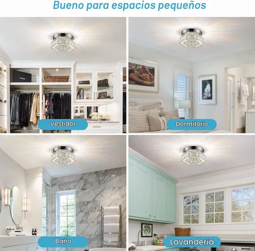 Vista 4 de Mini Candelabros LED con Cristales, Luz de Pasillo, Candelabro de Dormitorio, Luminarias para Baño Cocina Oficina