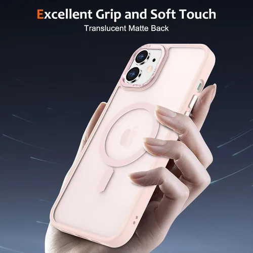 Vista 825 de Anuck - Funda magnética para iPhone 11 compatible con MagSafe, carcasa trasera mate translúcida dura, borde de TPU, delgada, resistente a impactos