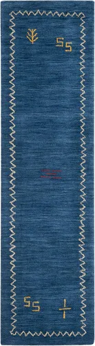 Vista 2 de SAFAVIEH Himalaya Collection - Alfombra de pasillo, 2 pies 3 pulgadas x 6 pies, color azul, lana hecha a mano, ideal para zonas de alto tráfico