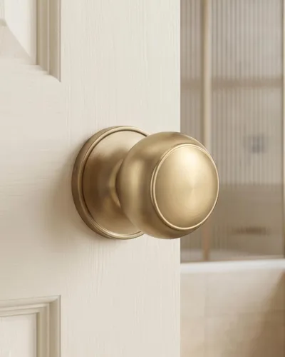 Vista 2 de Goldenwarm Pomos de puerta de paso de bronce champán, 1 paquete de pomos para puerta de armario interior, juego de perillas de puerta de paso