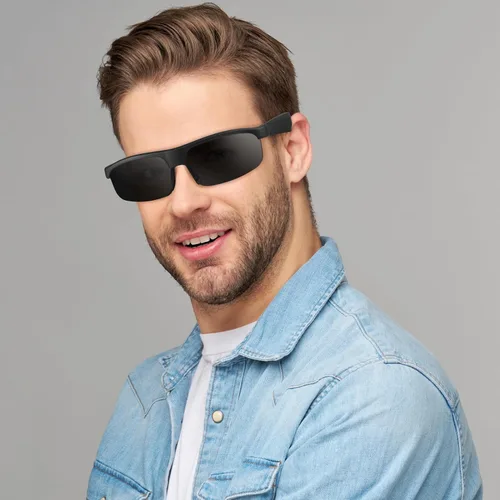 Vista 5 de Gafas inteligentes, gafas de sol polarizadas Bluetooth, micrófono y altavoces integrados, asistente de voz, protección UV, gafas de sol de audio