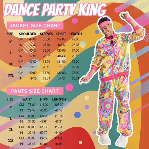 Vista 2 de Conjunto deportivo de los años 80 y 90 para hombre, traje de Halloween retro de los años 80 con accesorios de hip-hop