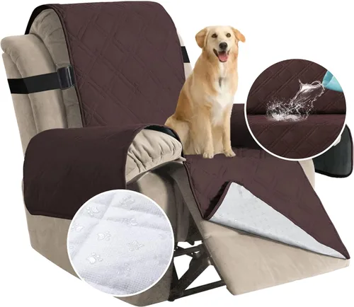 Vista 9 de H.VERSAILTEX - Funda protectora para sillón reclinable 100% impermeable, acolchada, con correa elástica y parte posterior con huellitas de silicón