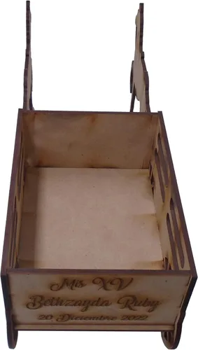 Vista 3 de Centro De Mesa Carreta Caballos Mdf Sin Armar-Personalizado-(PACK 10 CARRETAS)