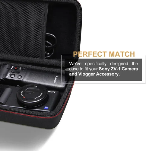 Vista 7 de L LTGEM Estuche para cámara compatible con Sony ZV-1F / ZV-1 / ZV-1 II Vlog Cámara digital, trípode, micrófono y kit de accesorios Vlogger, Negro