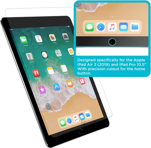 Vista 4 de Tech Armor Protector de pantalla de vidrio templado balístico diseñado para Apple iPad Air 3 (2019), iPad Pro 10.5 (2017) pulgadas, 1 paquete