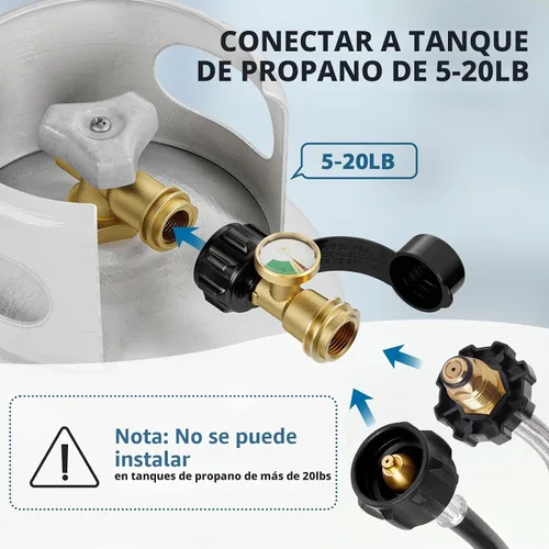 Vista 4 de Indicador de Nivel de Medidor de Tanque de Propano para Tanques de 5-20 Libras, Universal para Autocaravana, Parrilla de Gas, Estufa de Camping