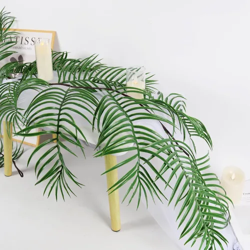 Vista 12 de RECUTMS Plantas falsas altas de 18 pulgadas con luz artificial Monstera planta palmera tropical en maceta blanca de imitación vegetación en maceta